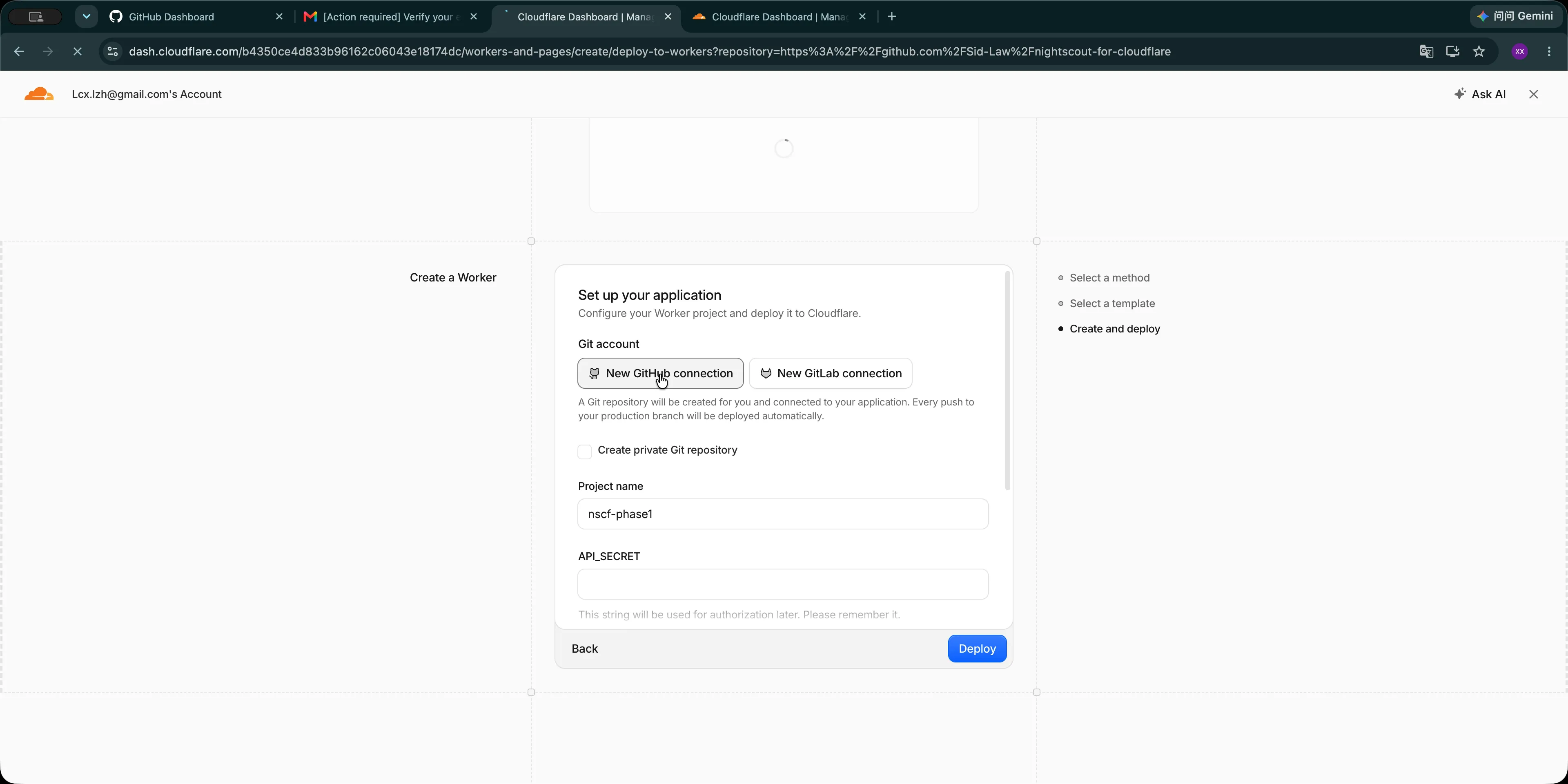 Connect your GitHub account