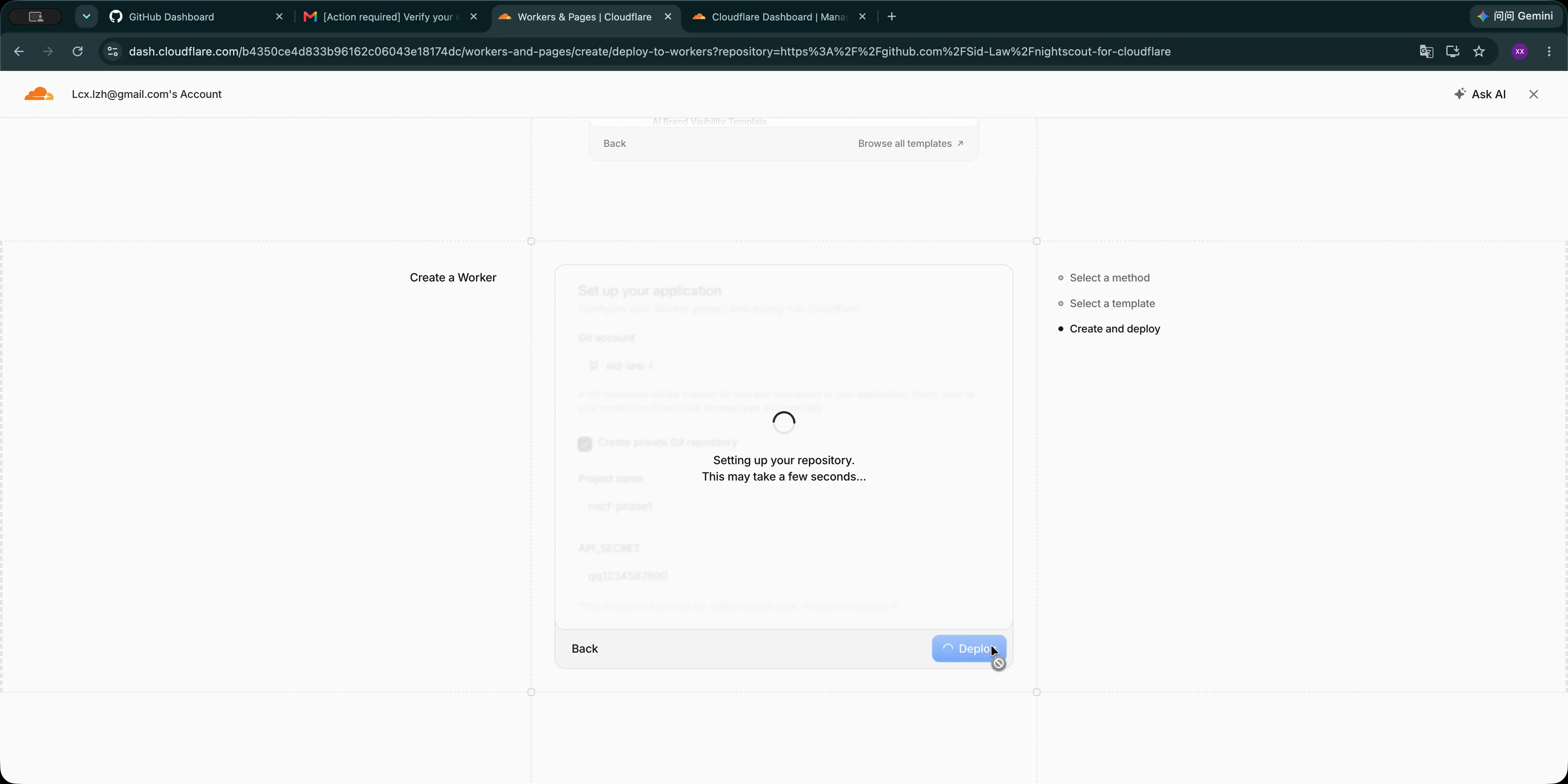 Click Deploy to start